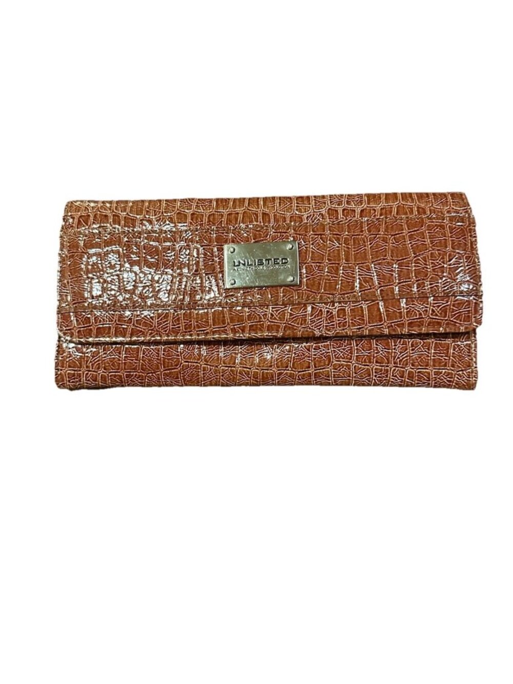 Kenneth Cole Unlisted Faux Brown Croc Wallet NWOT Stylish & Classic